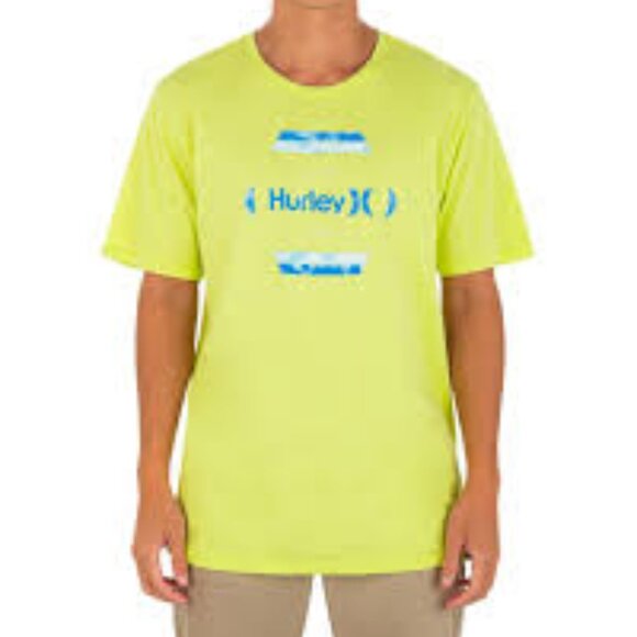 HURLEY Everyday Washed Short Sleeve Graphic Tshirt Yellow Lime Green Mens XL - Picture 1 of 12